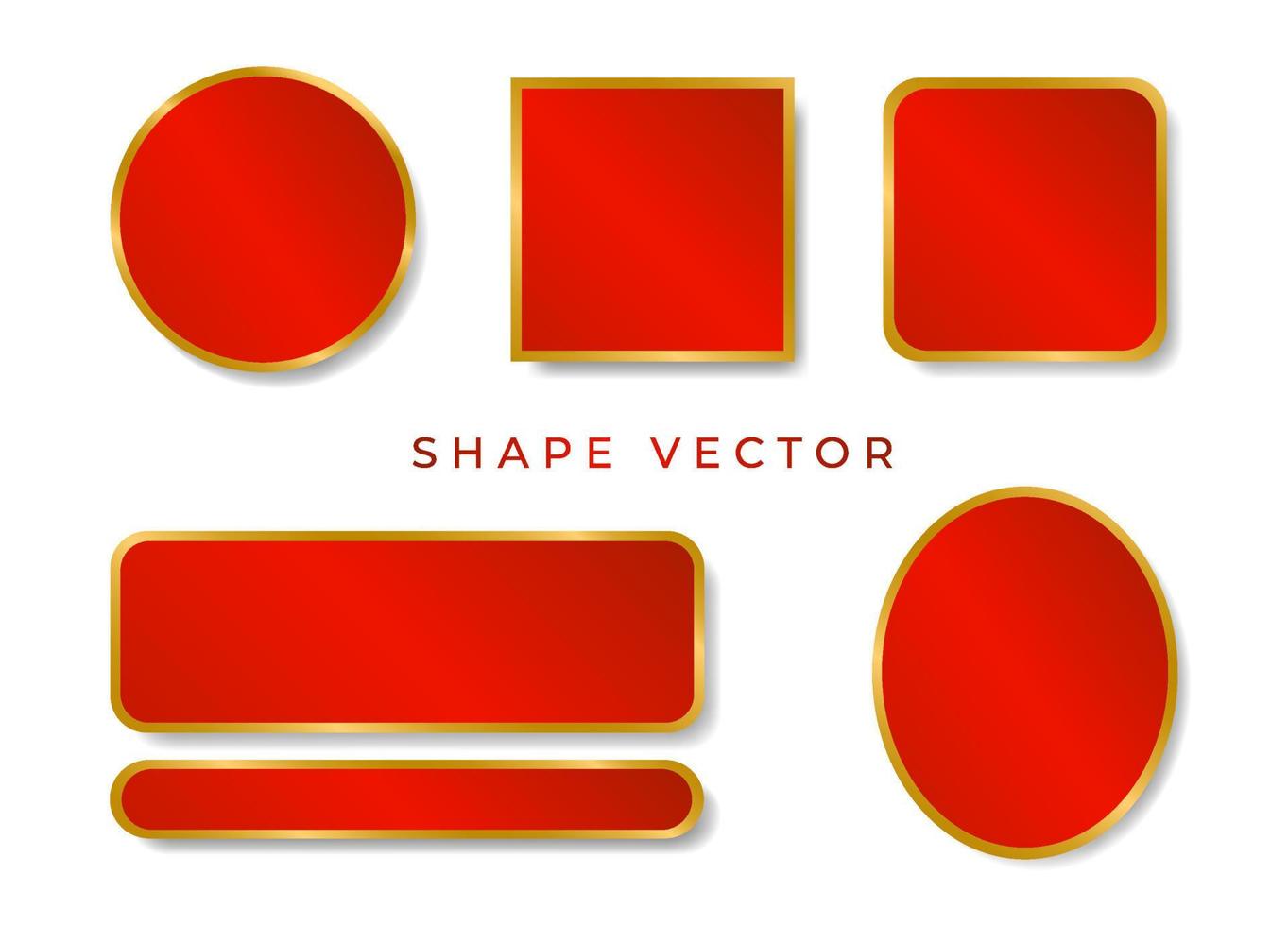 simple red and gold shape board, banner or frame vector on white background with the circle, ellipse, the square can be put text or product on frame