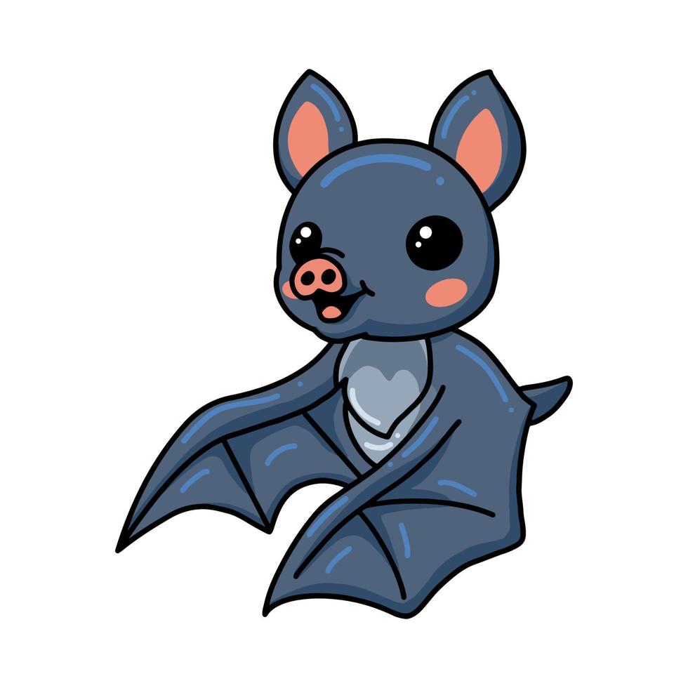 lindo pequeño murciélago de dibujos animados volando vector