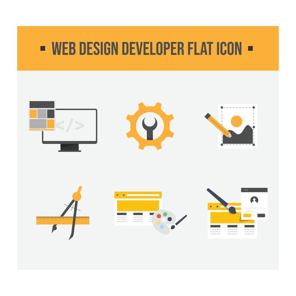 diseño de vectores de iconos planos de desarrollo web
