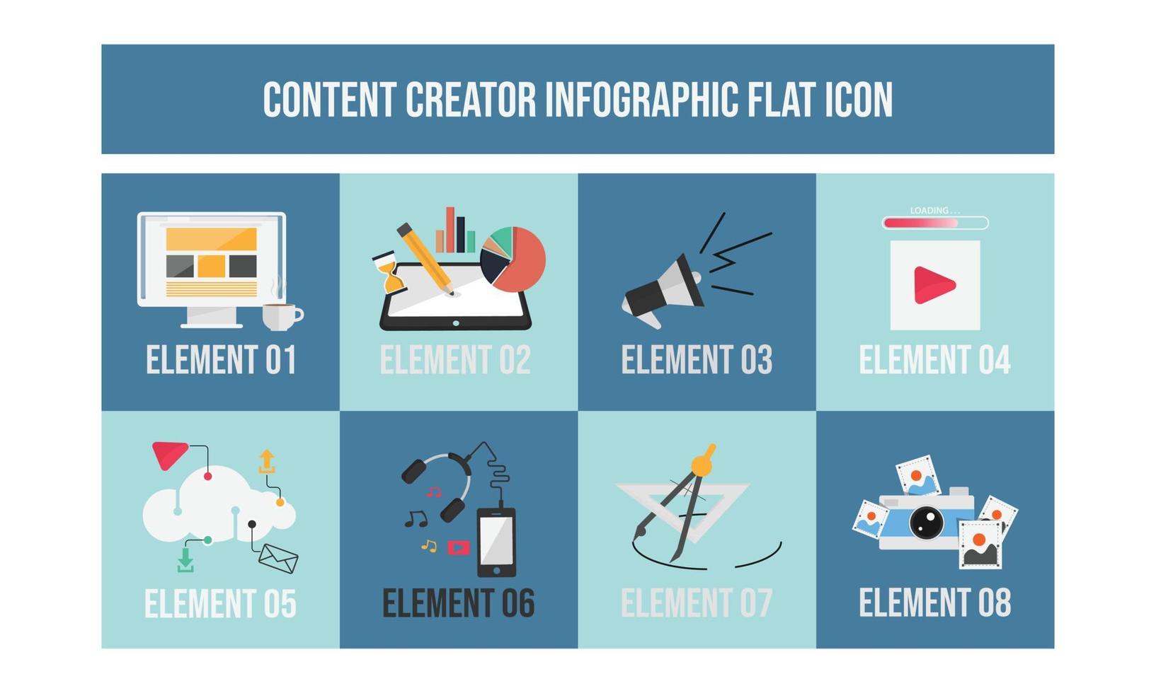 Flat design concept of Content creator icon design vector