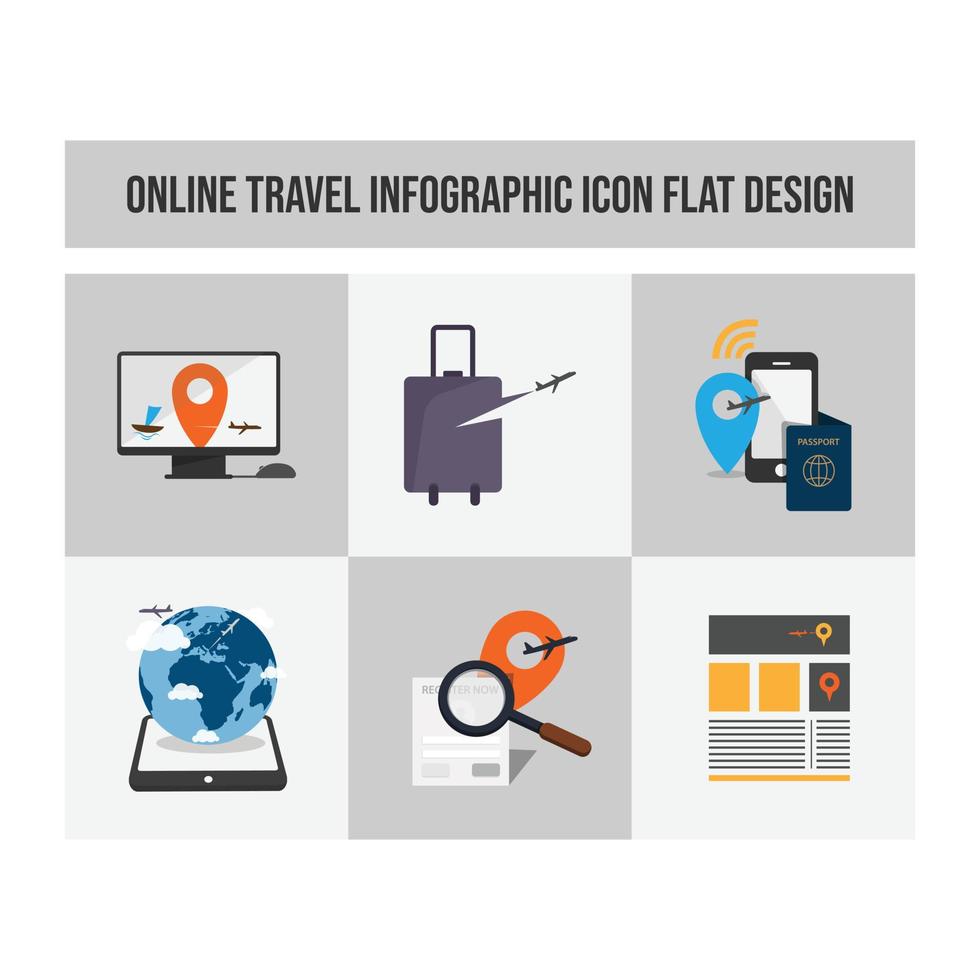 Flat design vector icons set of vacation and travel