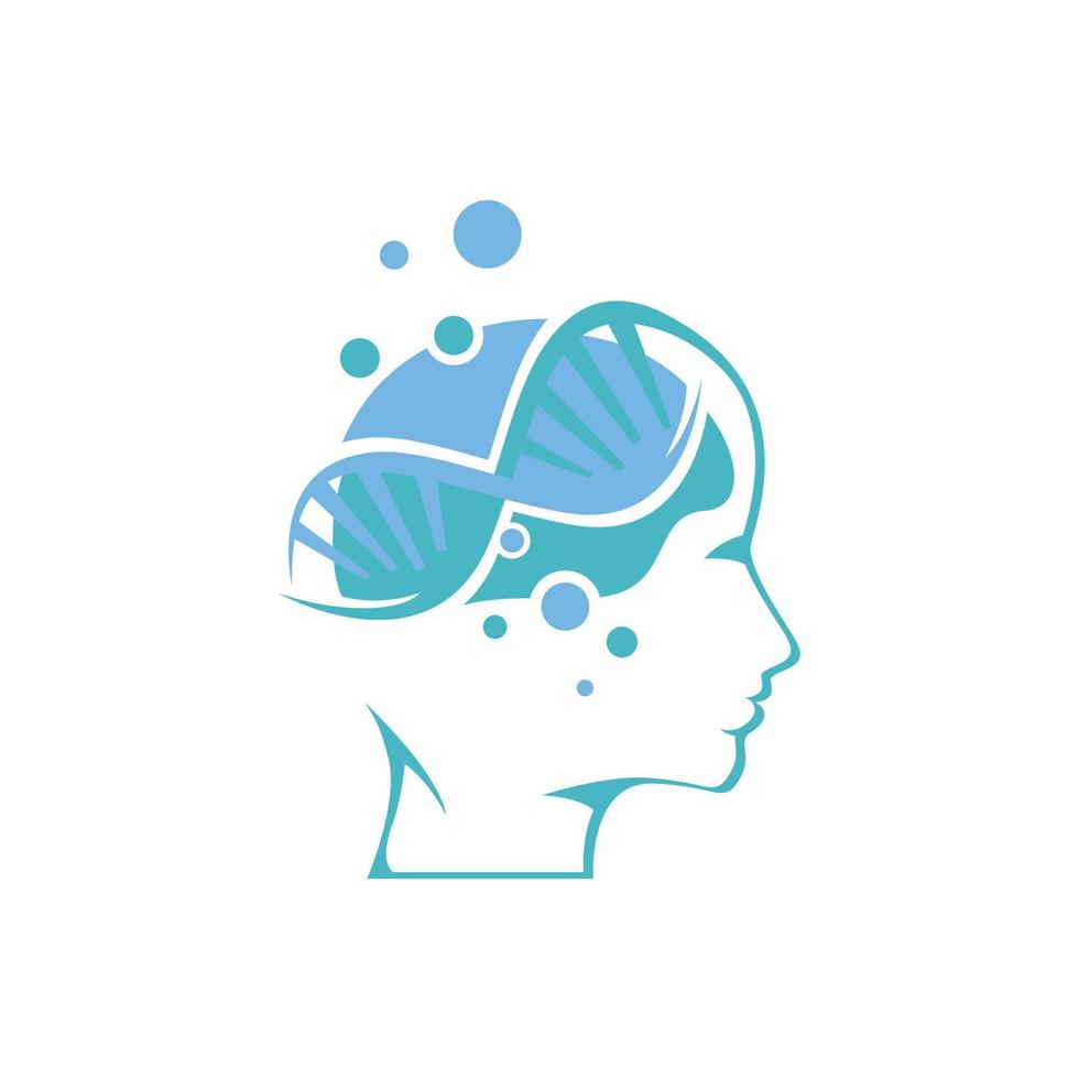Human cognition brain and DNA logo design vector