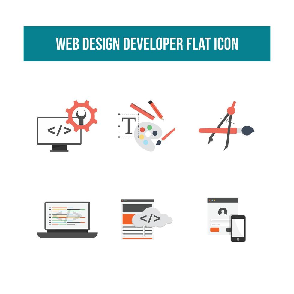 vector de iconos planos de desarrollo web