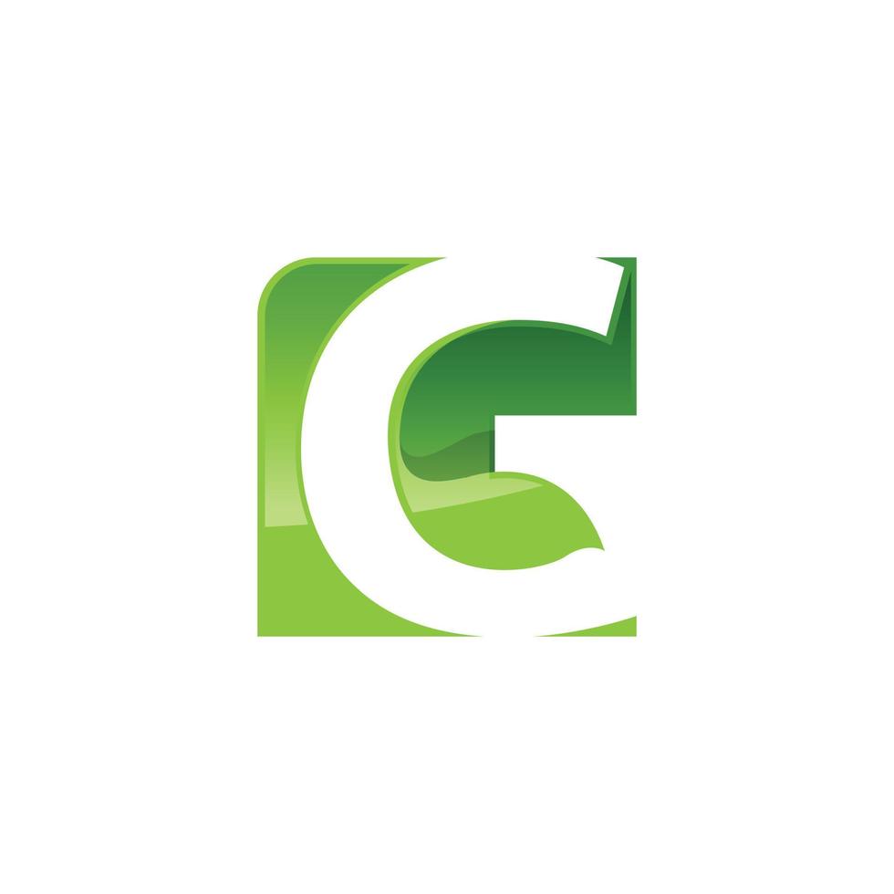 Green leaf initial letter G logo design vector