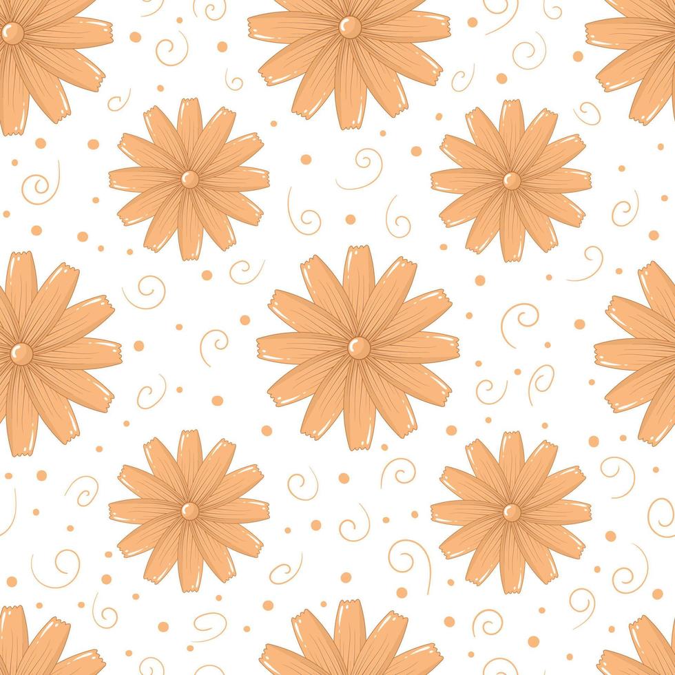 Seamless pattern with yellow calendula in flat style isolated on white background vector