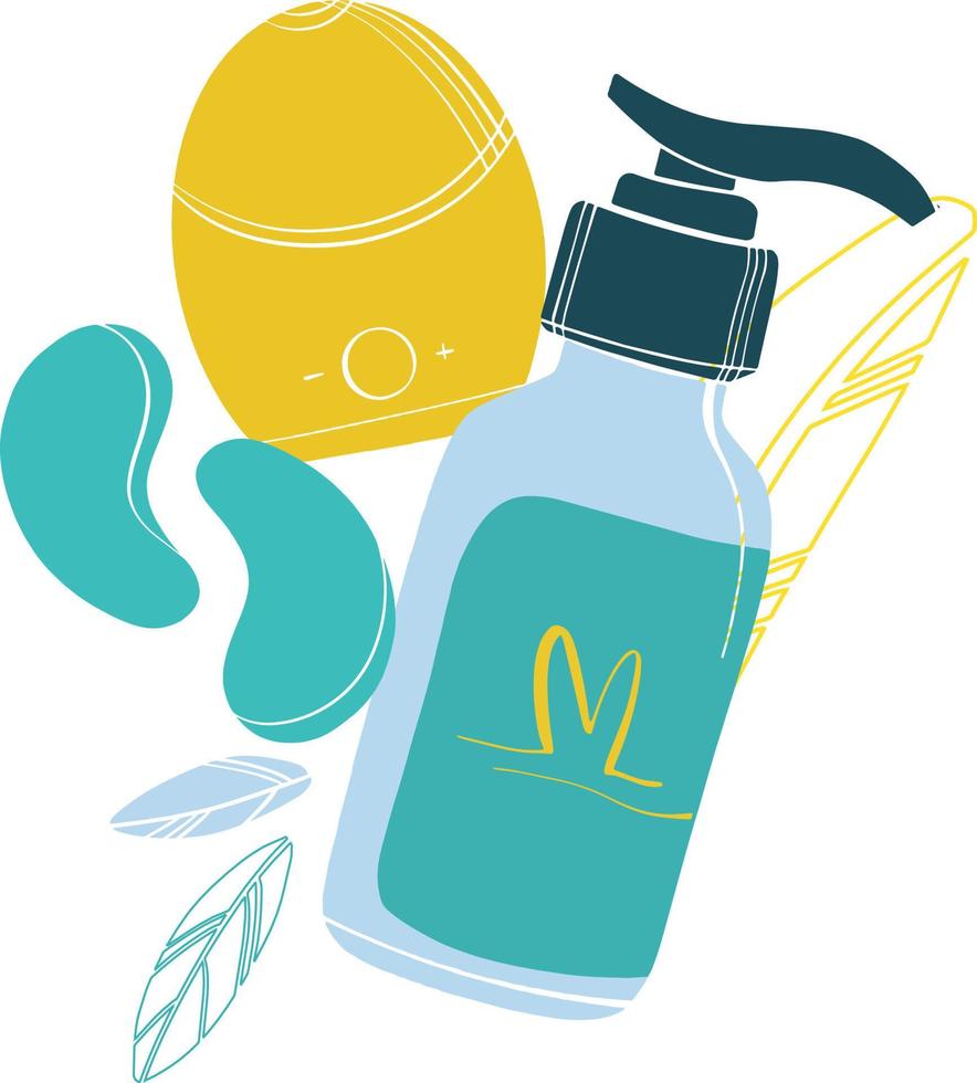 Composition with cosmetics. Home facial. beauty product. vector illustration in flat style
