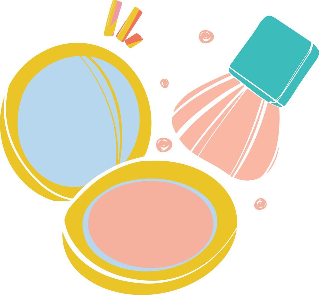 polvo facial con un cepillo. hermoso primer plano para el diseño decorativo. vector