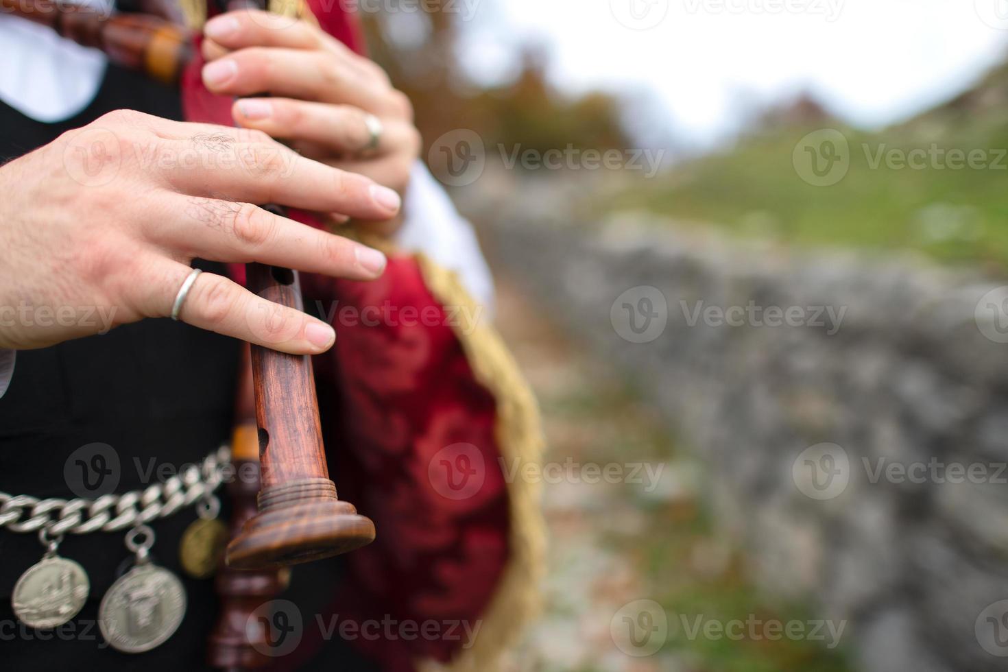 Bagpiper player of the Bergamo valleys of northern Italy photo