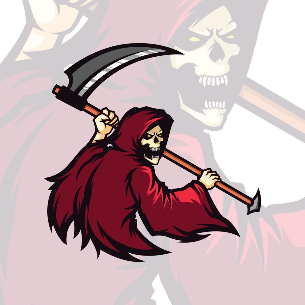 Grimm Reaper Skull Screaming Esports Mascot Gaming vector