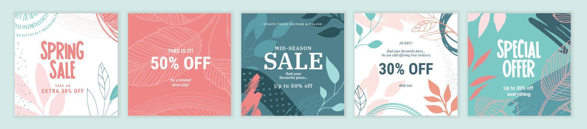 Social media sale banners design. Vector illustration templates suitable for web banners, social media posts, mobile app, internet ads.