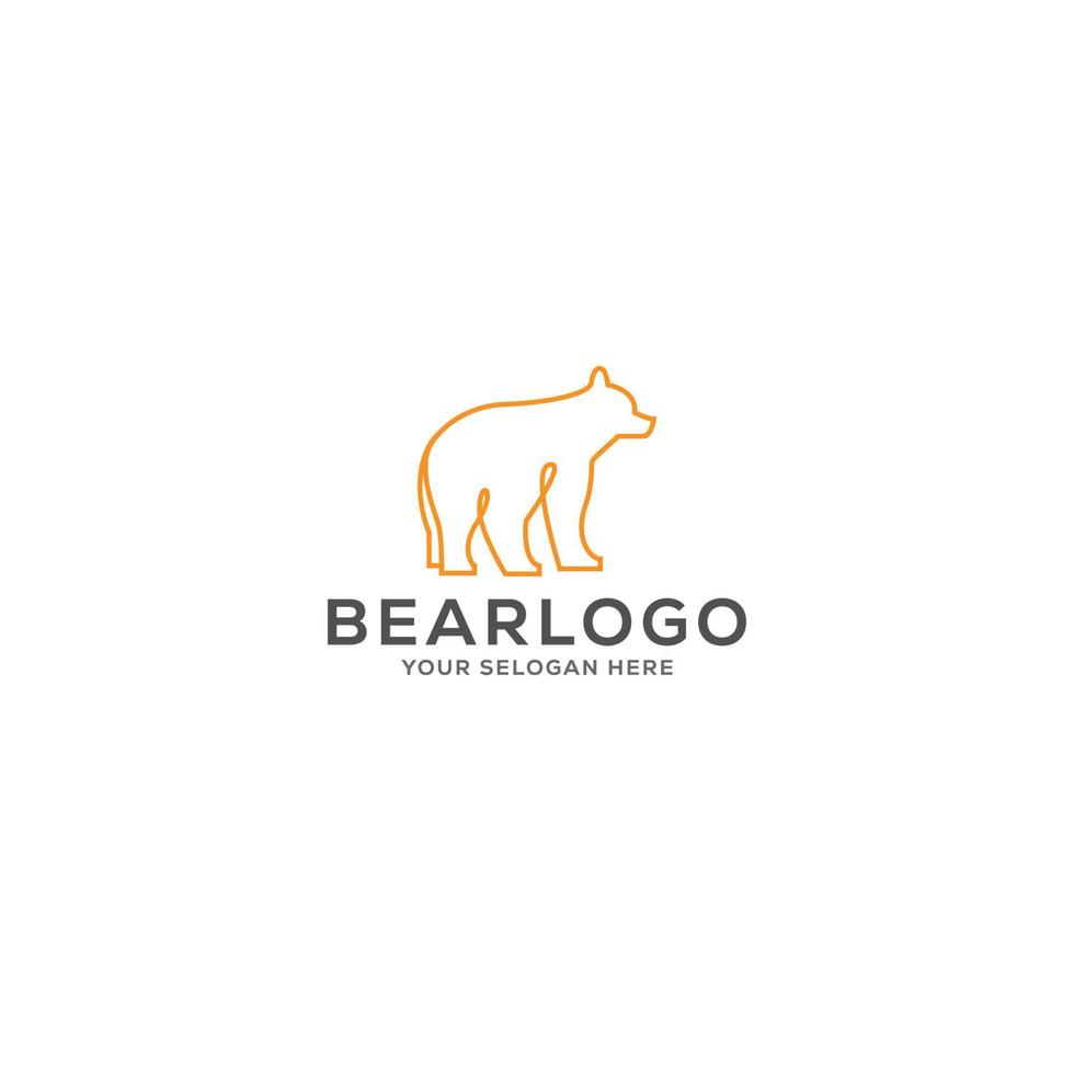 Bear logo template, line art animal, Bear icon vector