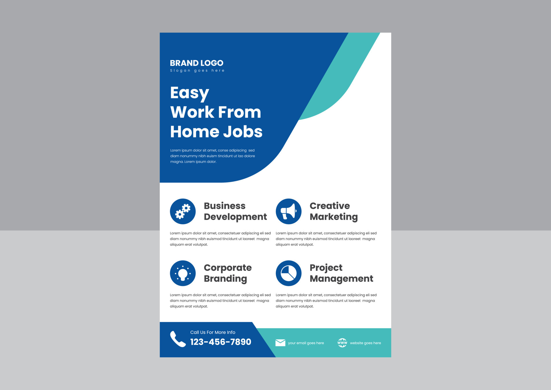 stay safe work from home flyer poster design. work from home jobs