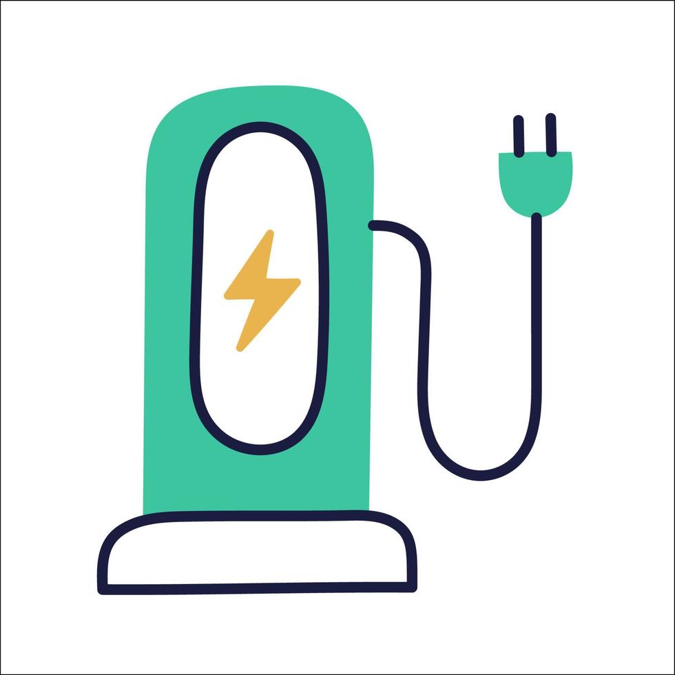 charging station. hand drawn EV doodle icon. vector