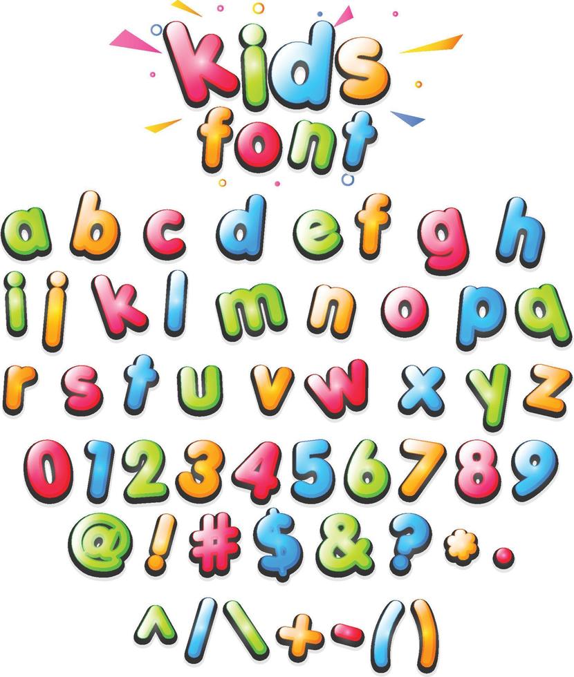 Kids colourful fonts small vector