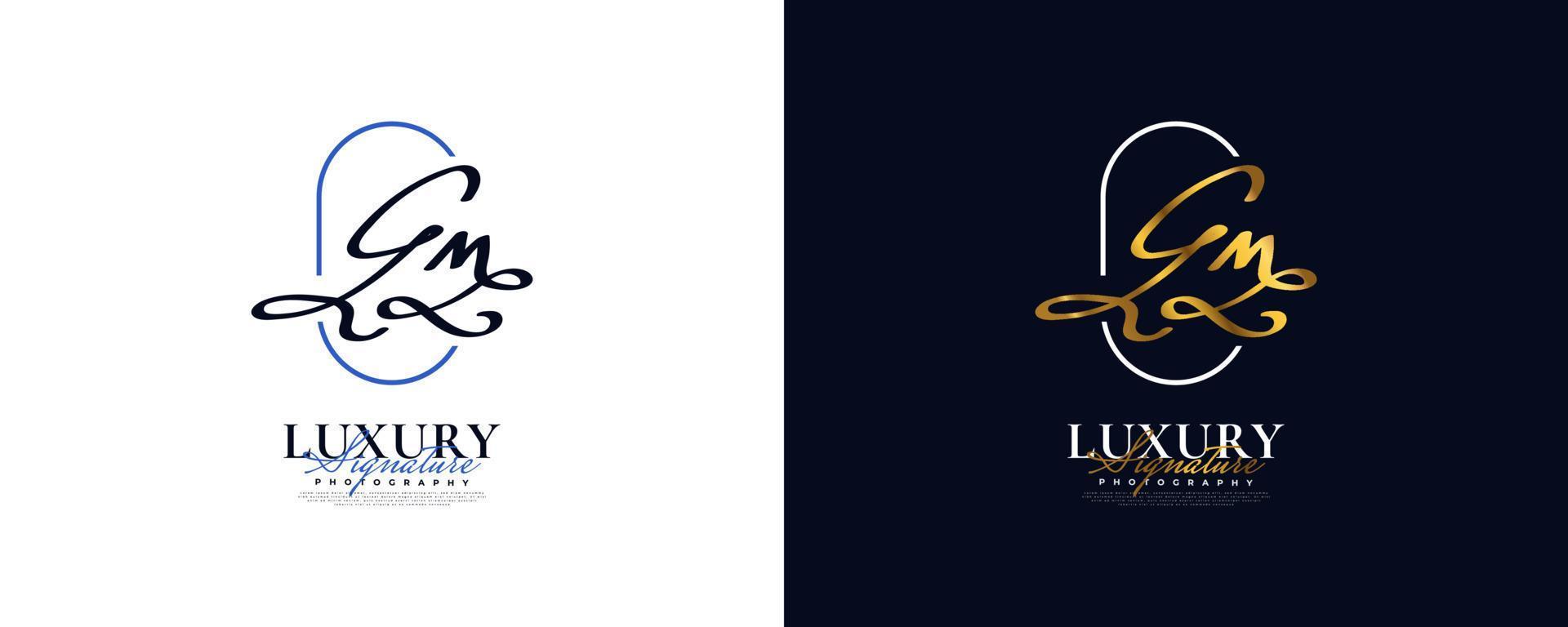 diseño inicial del logotipo g y m en un estilo de escritura elegante y minimalista. logotipo o símbolo de la firma gm para bodas, moda, joyería, boutique e identidad comercial vector