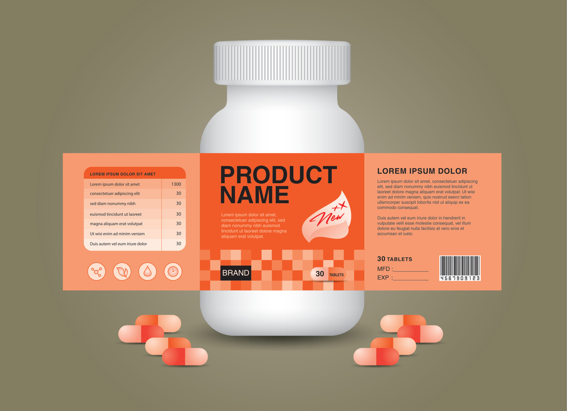 supplement bottle Packaging, Cosmetic package. product design. product