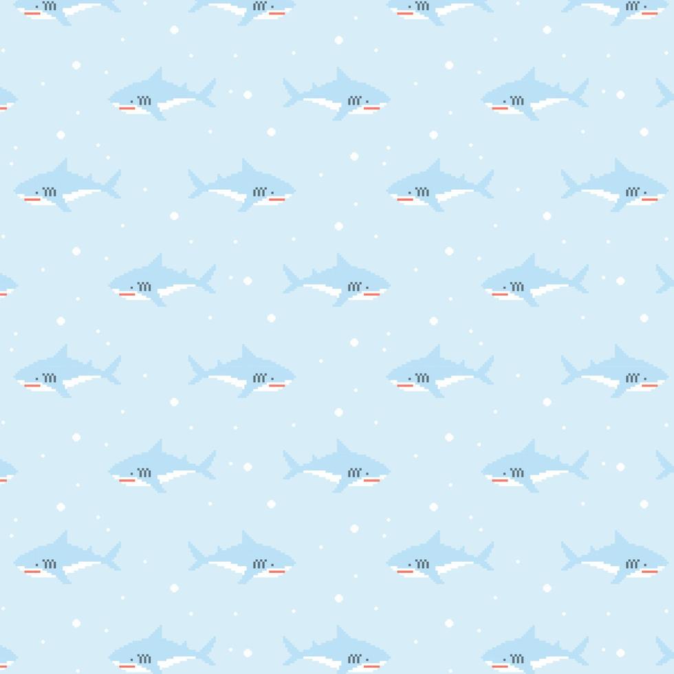 pattern shark pixel art vector