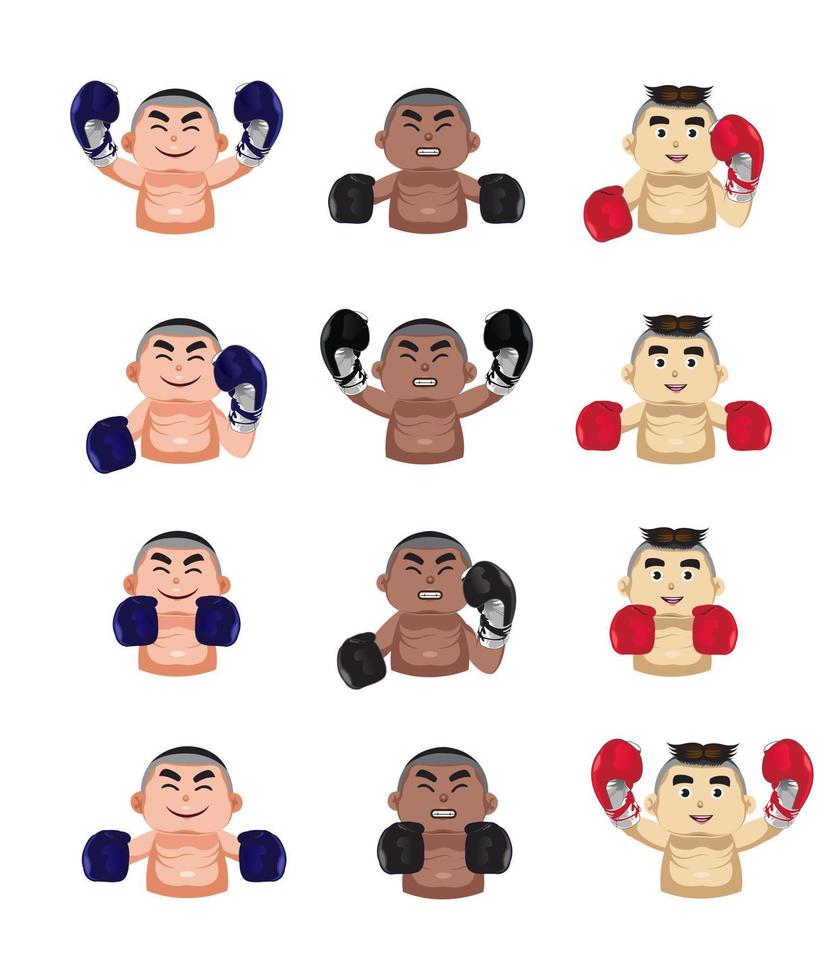 Illustration of Boxer icons set vector