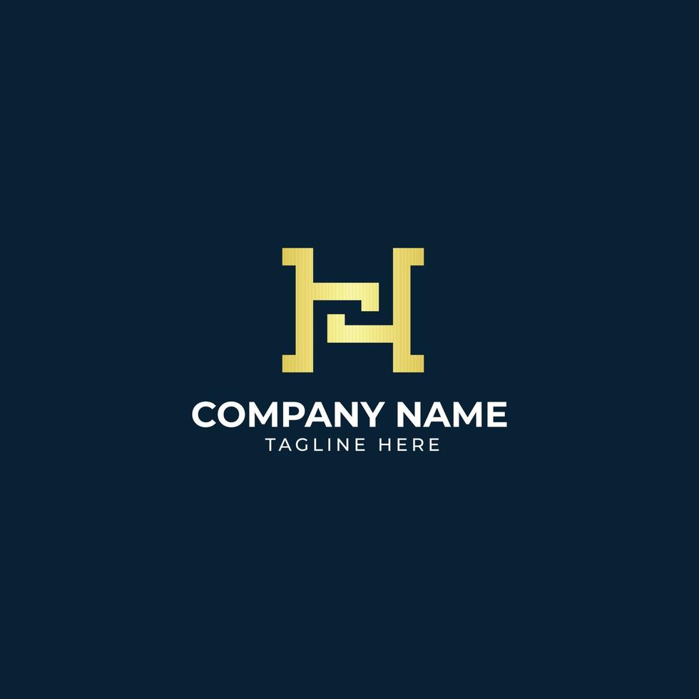 logotipo de la letra h con oro golor vector
