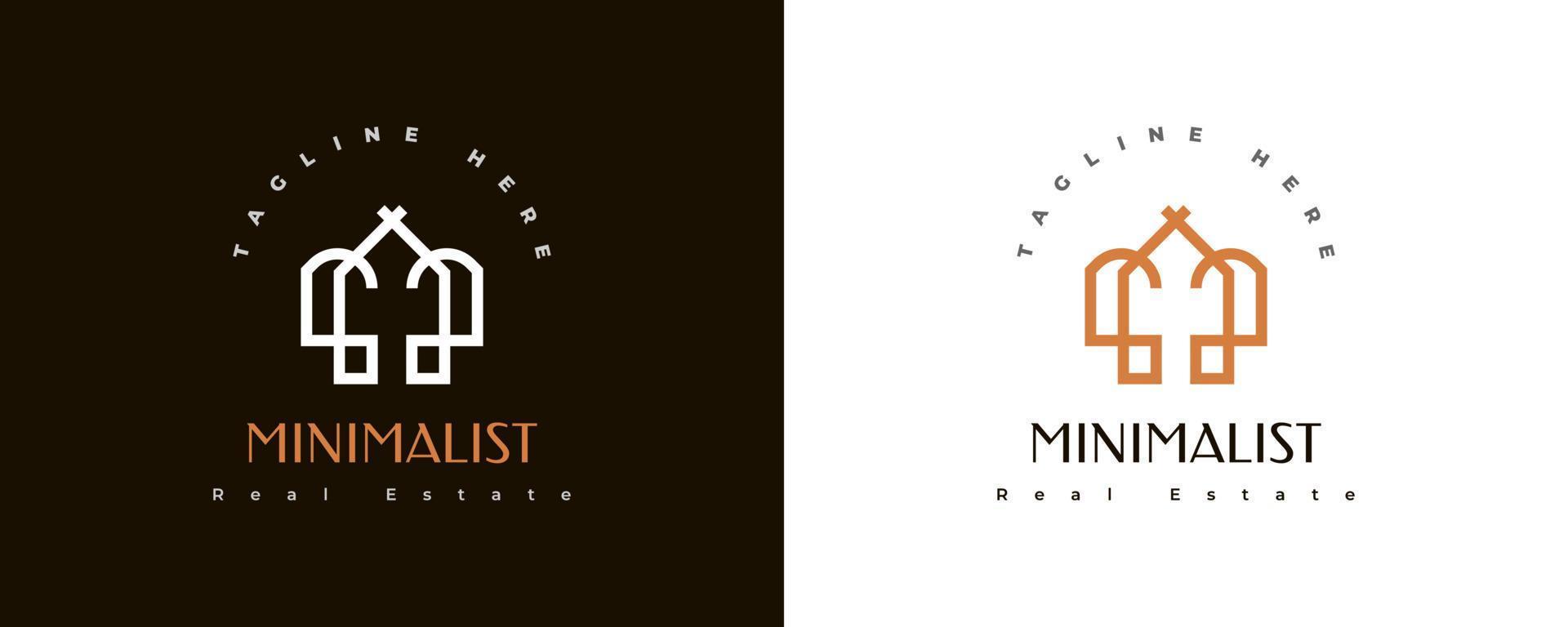 Minimalist Real Estate Logo Design with Linear Style. Simple and Minimal House Logo vector