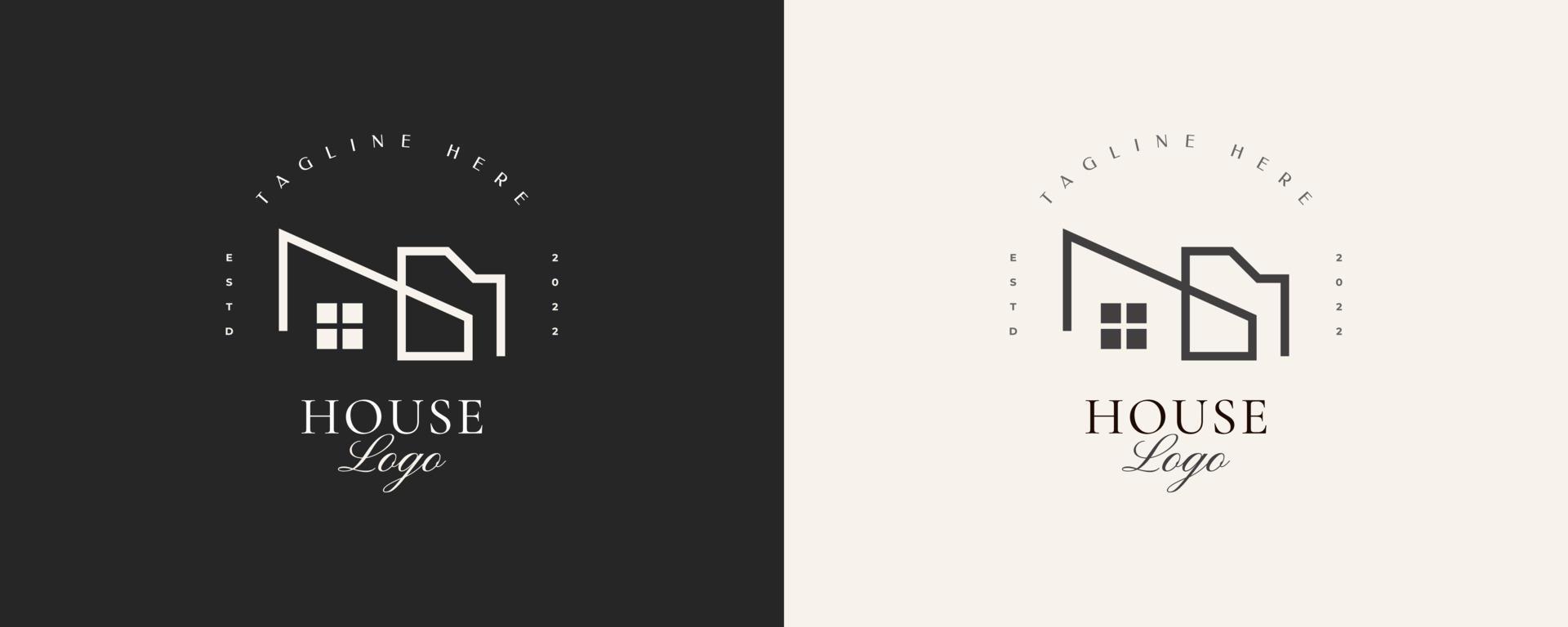 Minimalist Real Estate Logo Design with Linear Style. Simple and Minimal House Logo vector