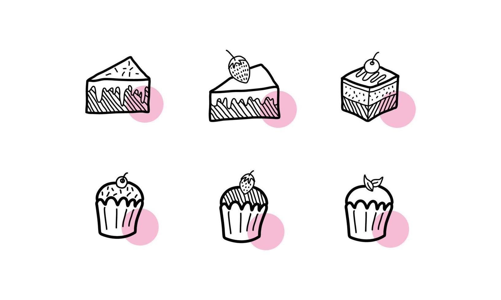 set of sweet cake icons vector