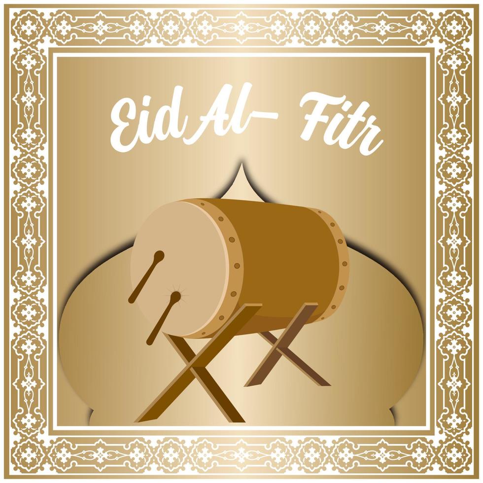 The background of the Eid greeting post. golden mosque illustration as greeting card. vector