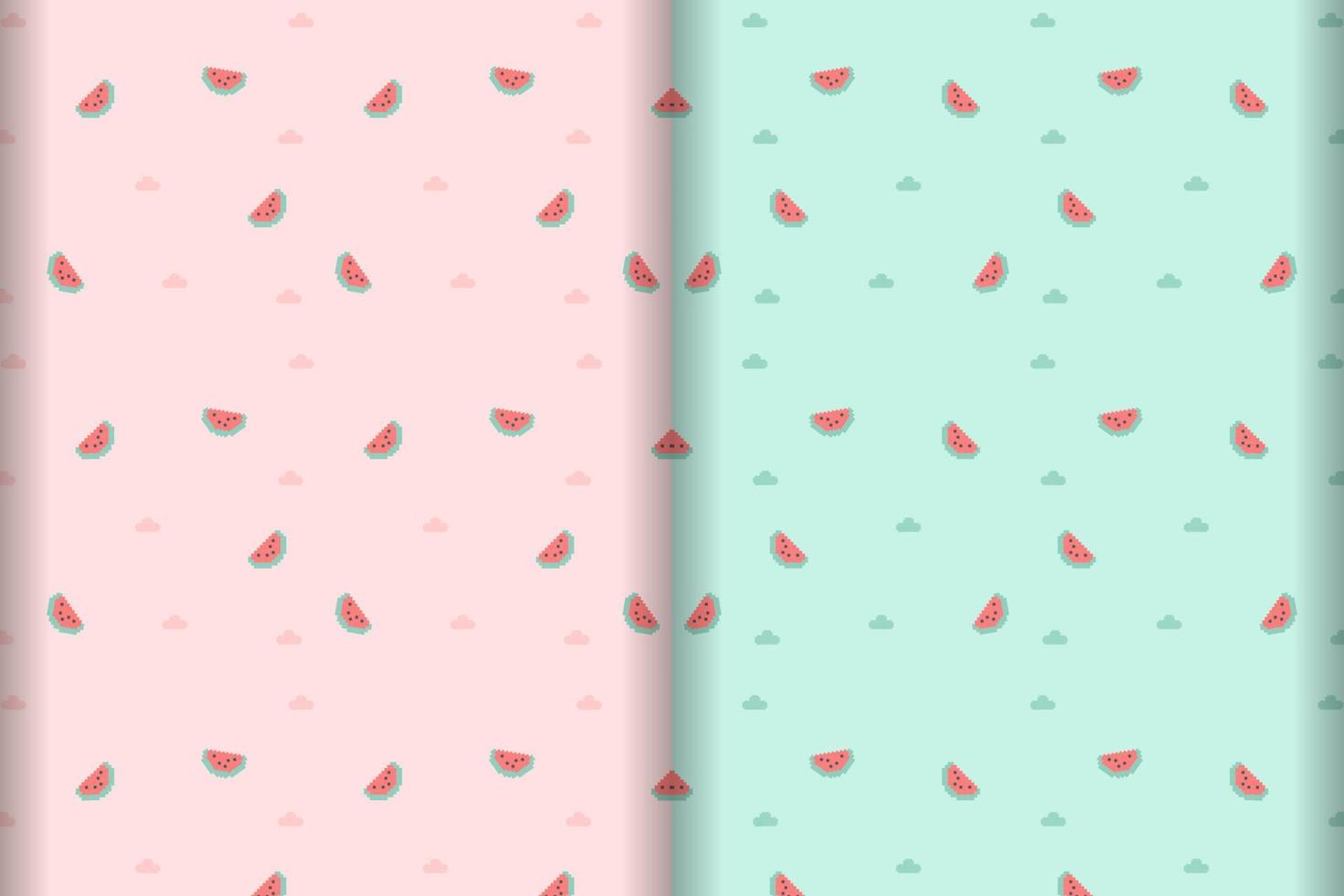 watermelon pattern pixel art style vector