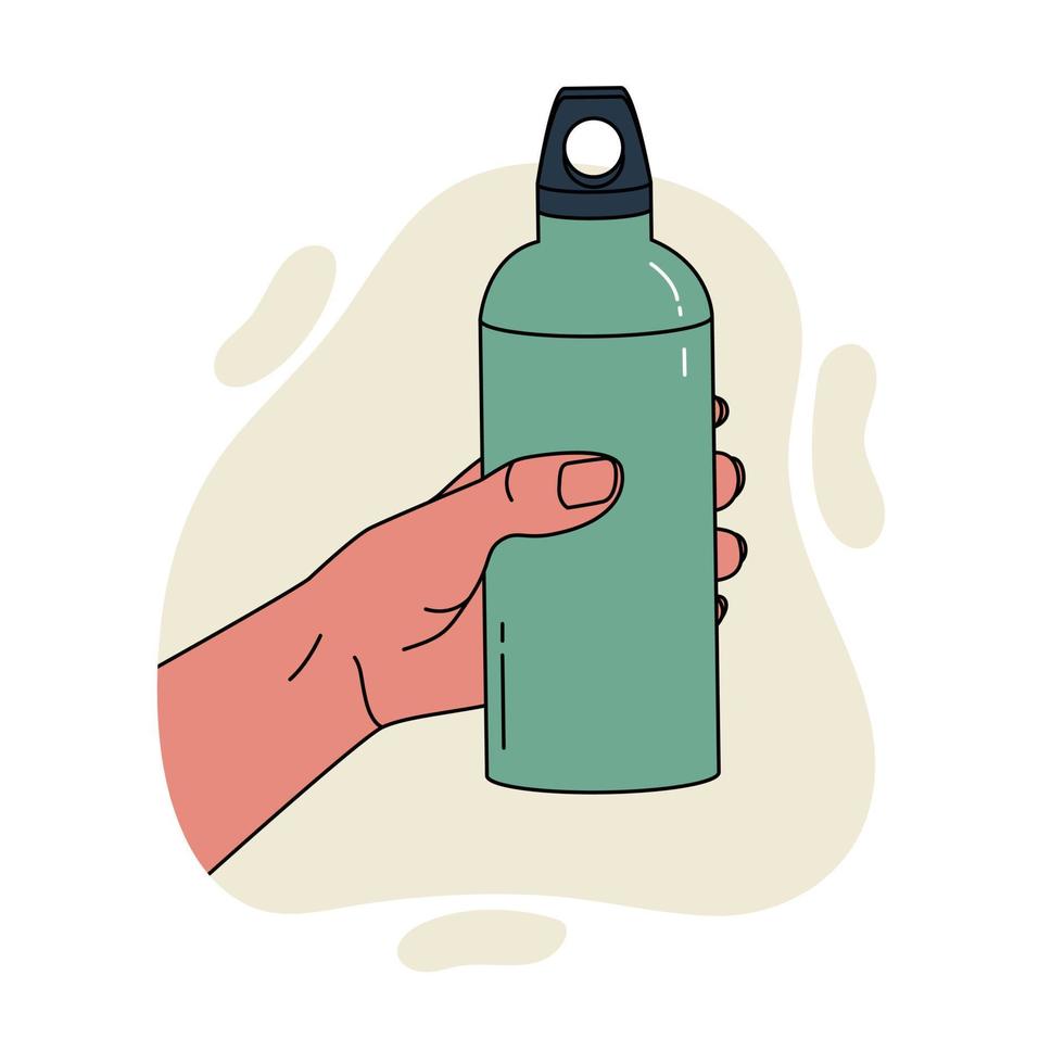 Man holding a reusable water bottle vector