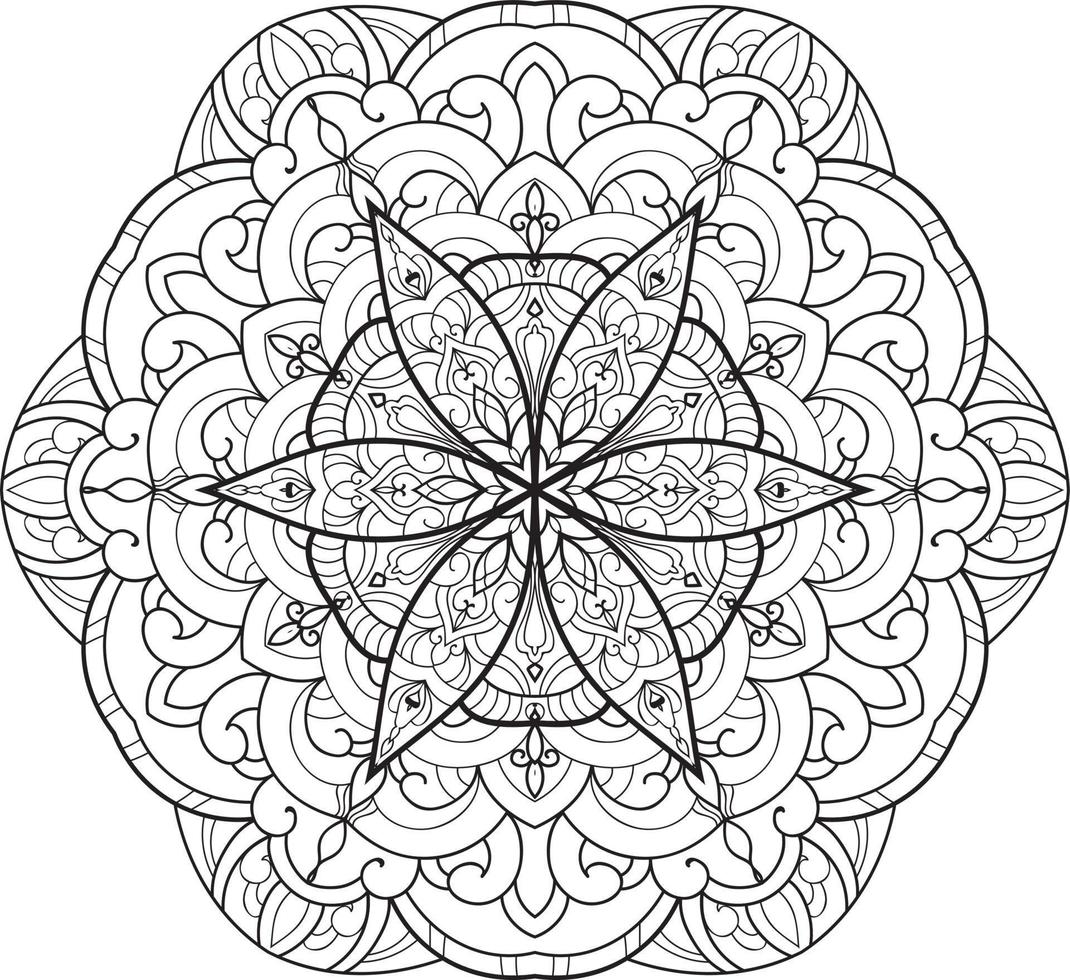 Black and white circle mandala flower Free Vector