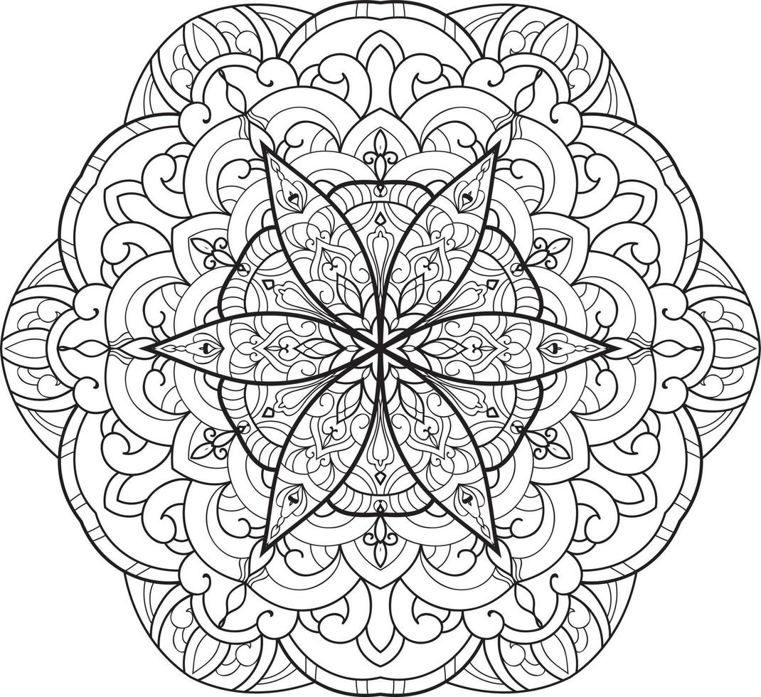 Black and white circle mandala flower Free Vector