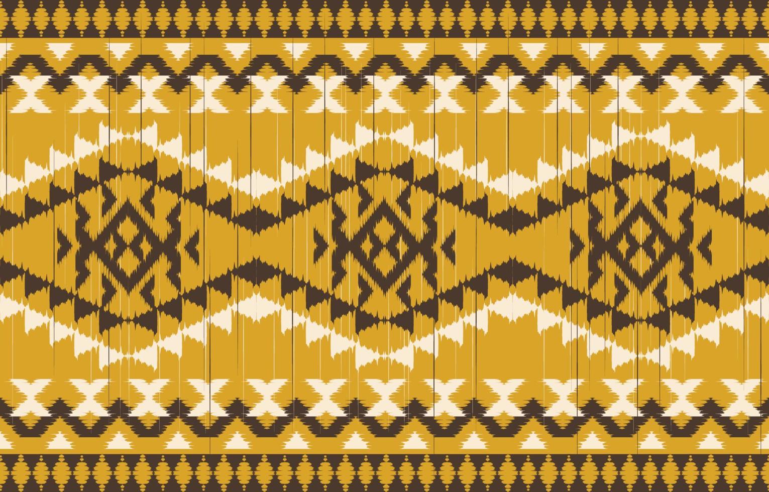 Beautiful Motif Ethnic ikat art. Seamless Kasuri yellow pattern in tribal, folk embroidery, Mexican, Indian style.Aztec geometric art ornament print.slubby textured design for carpet, fabric. vector