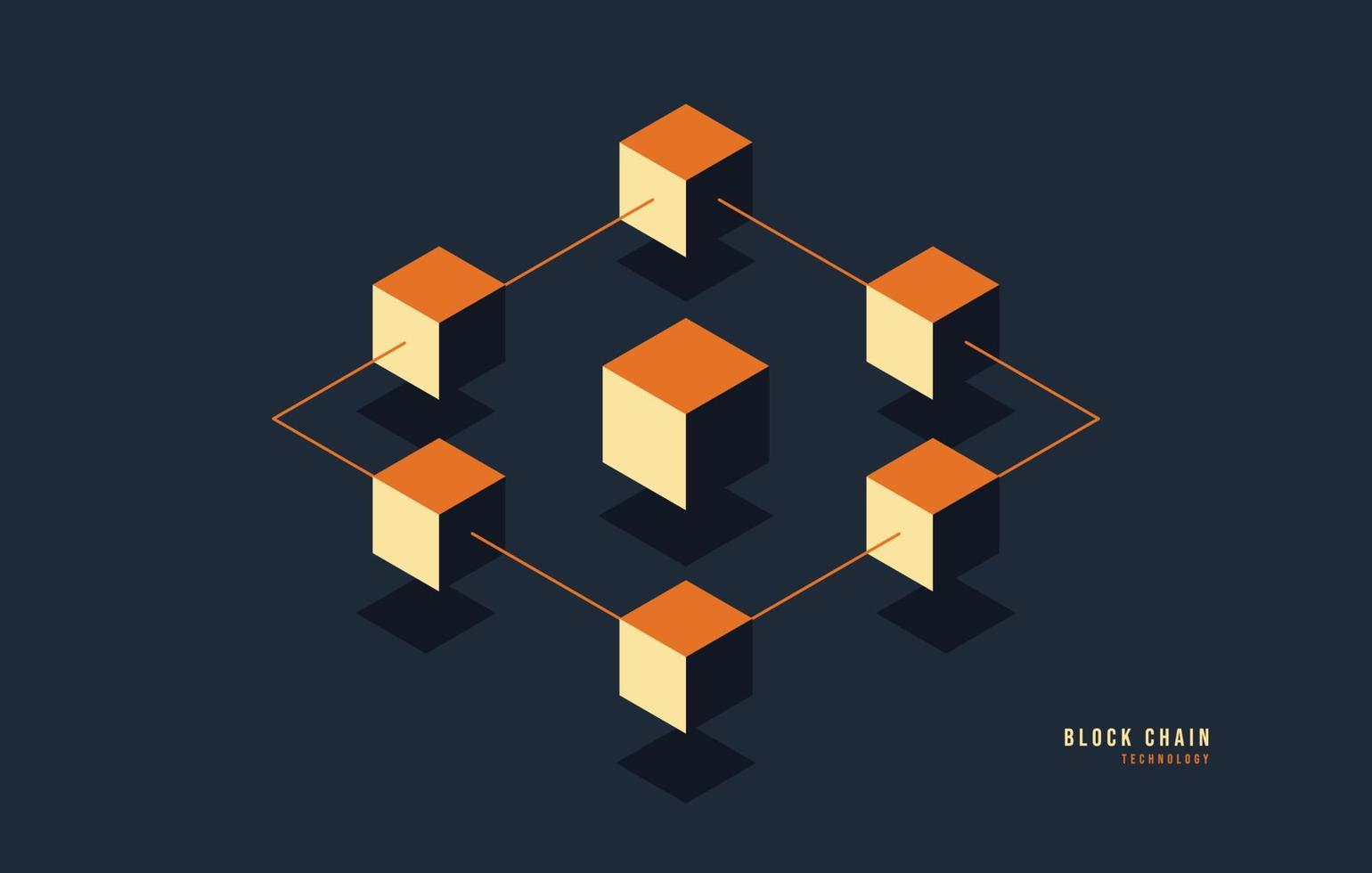 Minimal Block chain technology concept in isometric style, Digtital advertising and marketing for future money investment vector