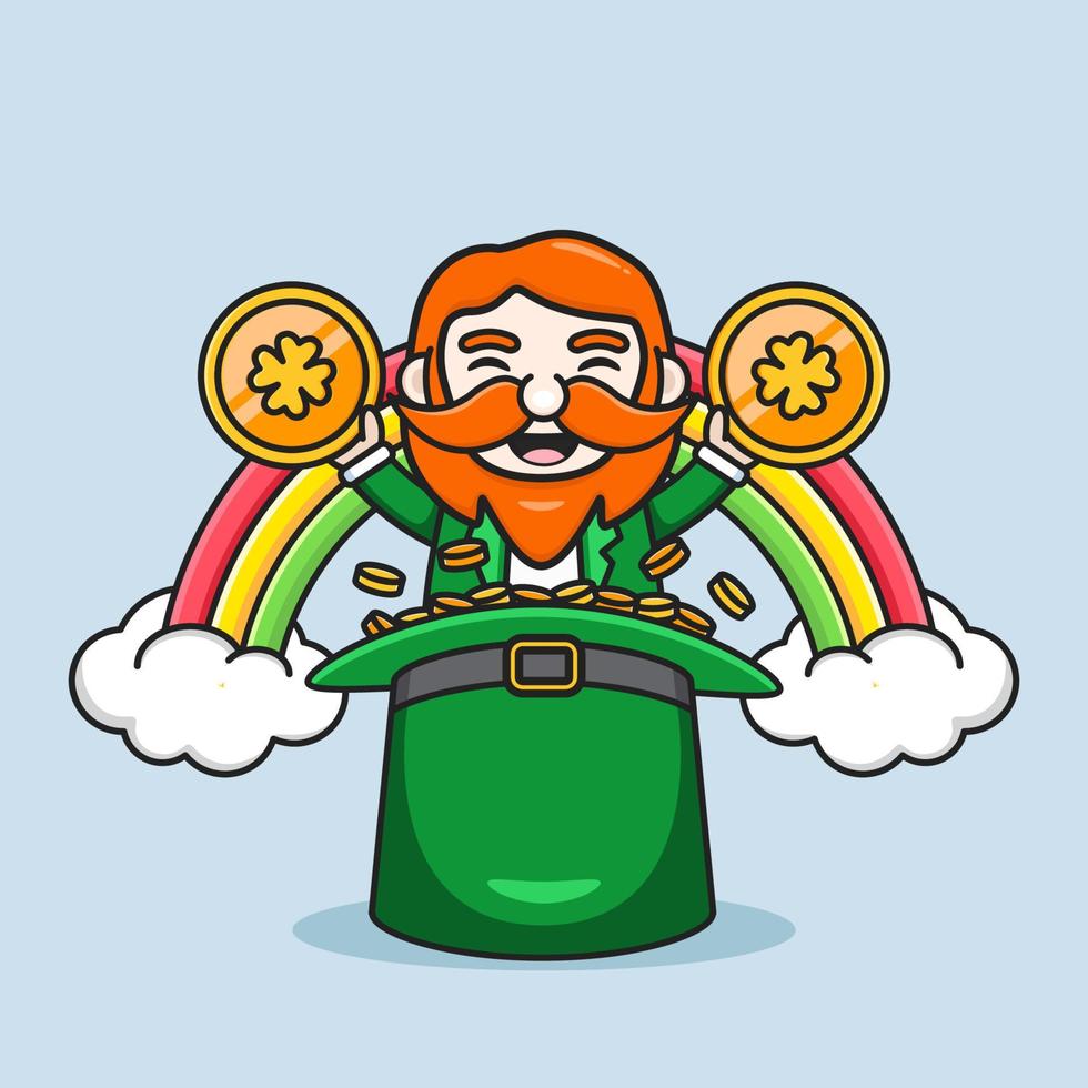 saint patrick's day with cute leprechaun vector