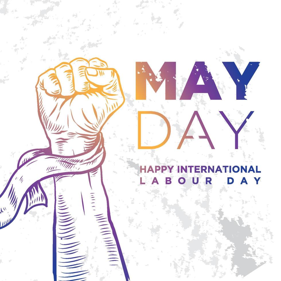 Hand Drawn of Hand fist forMay Day. World Labour day 1 May . Vector Illustration