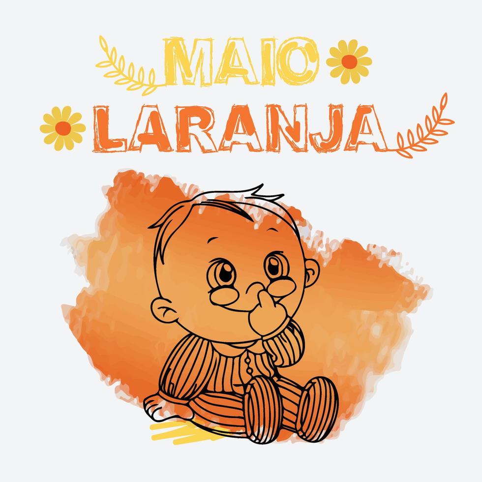 Social media post template of Maio laranja Campaign against violence research of children 18 May is Day written in Portuguese Brazil vector