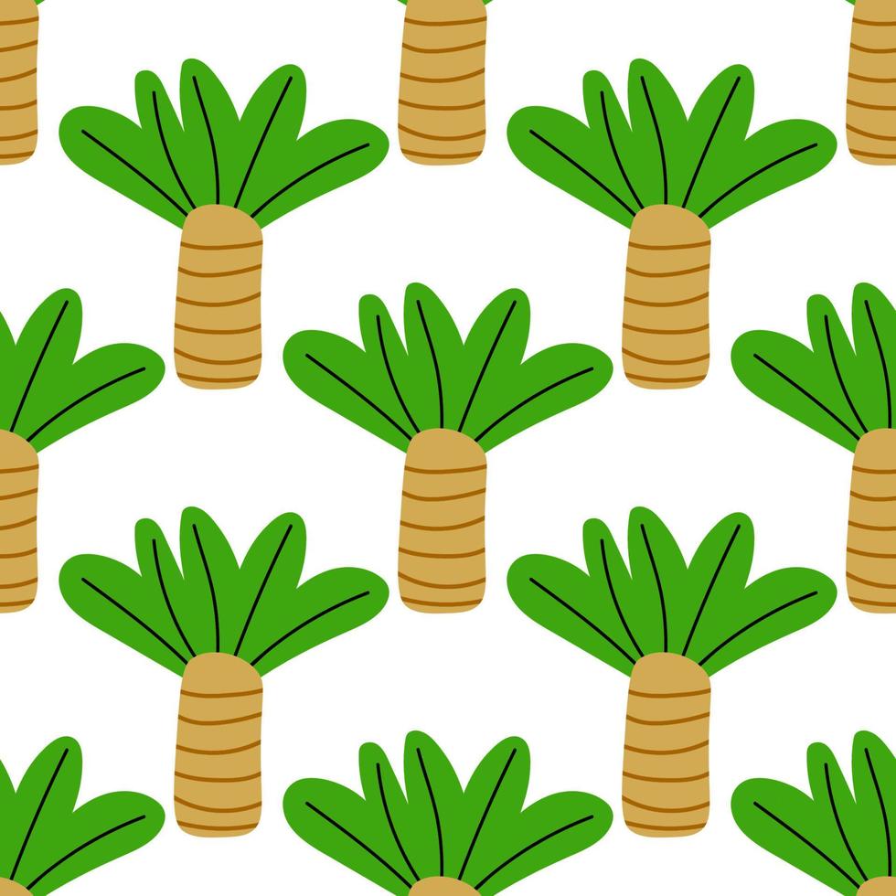 Cute forest seamless pattern with cartoon summer trees in flat style. Woodland background. vector