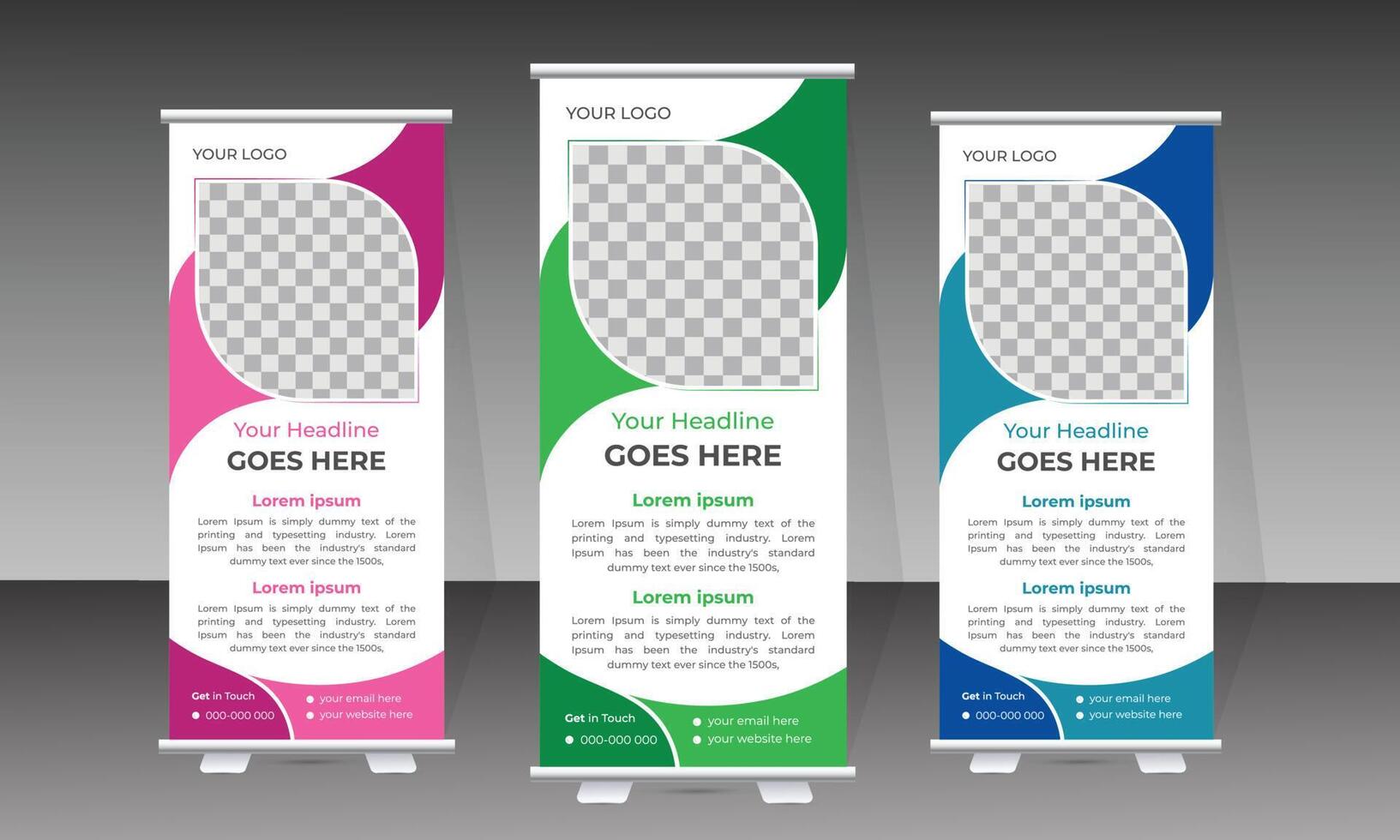 Attractive modern roll up banner design template for medical and healthcare vector