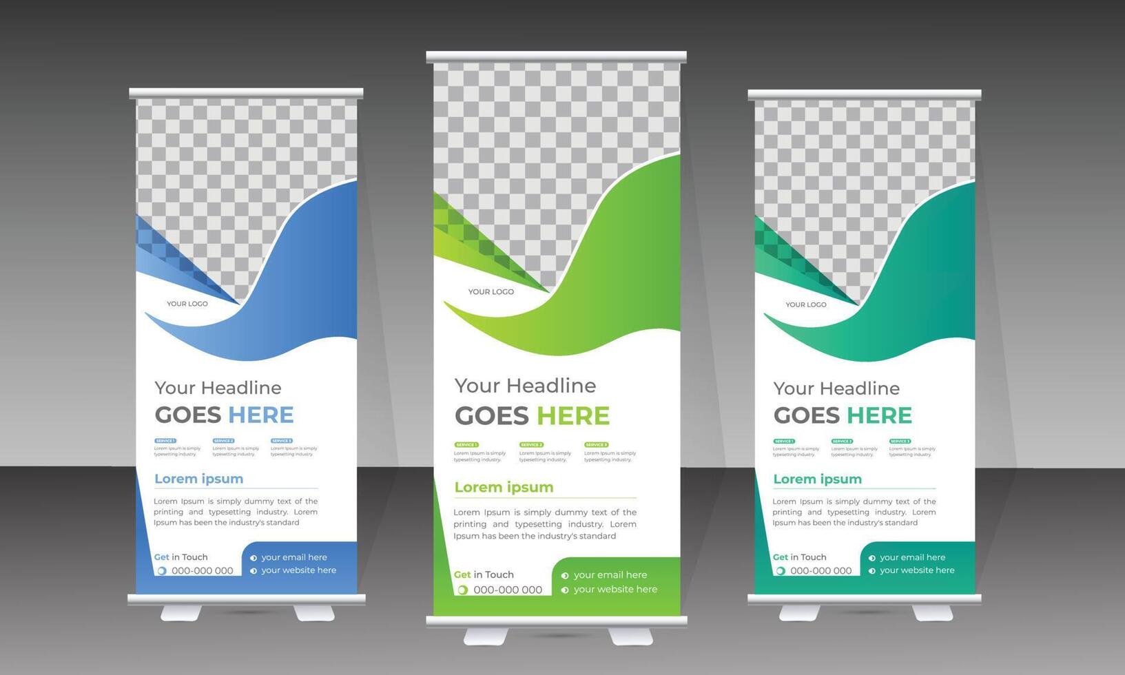 Attractive modern roll up banner design template for medical and healthcare vector