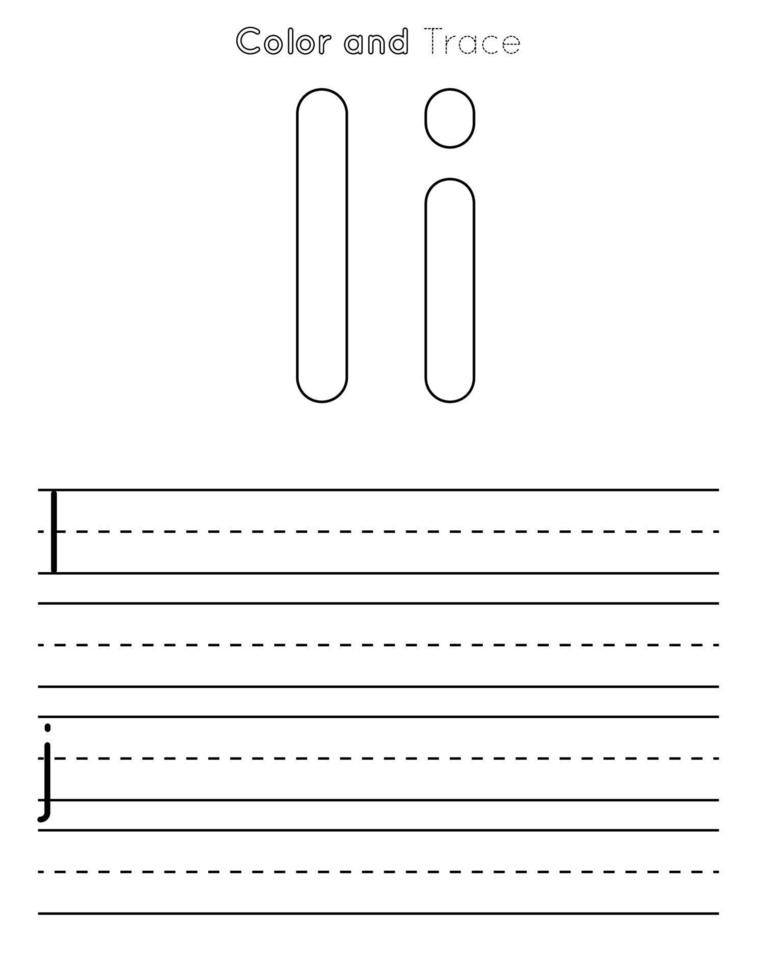 I Letter Tracing Worksheet . Uppercase and Lowercase Letter or Alphabet Trace KIds Worksheet vector