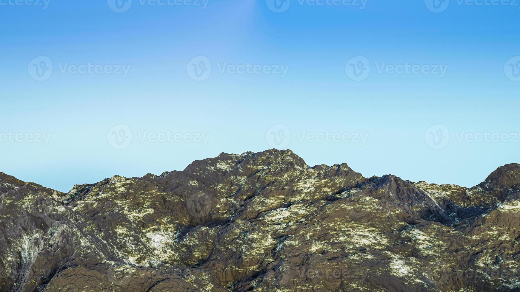 Beautiful mountain landscape with blue sky, weathered rocks, 3D rendering. photo