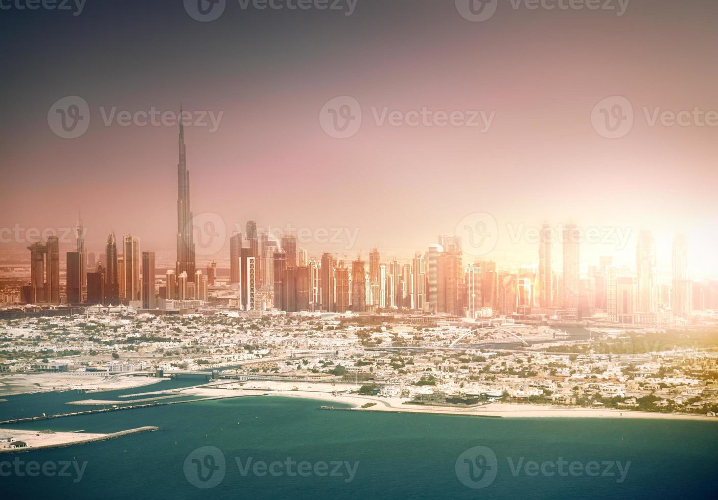 Skyline Dubai Beautiful Panoramic View Of Dubai In Sunset Time Skyline Dubai Beautiful Panoramic View Of Dubai In Sunset Time