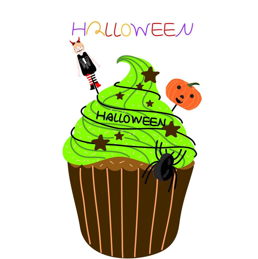 Halloween cup cake vector