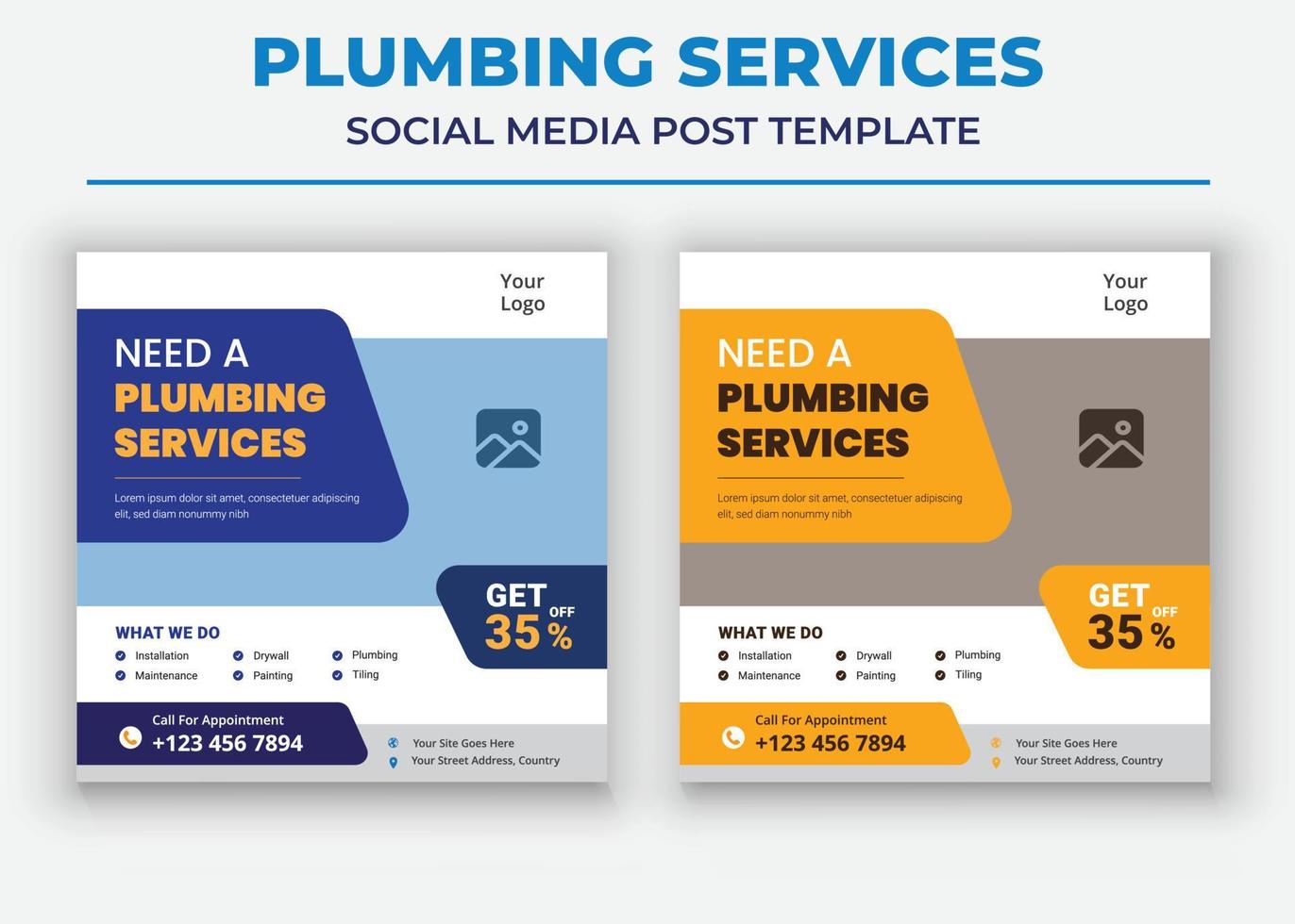 Need A Plumbing Services, Plumber Service Social Media Template vector