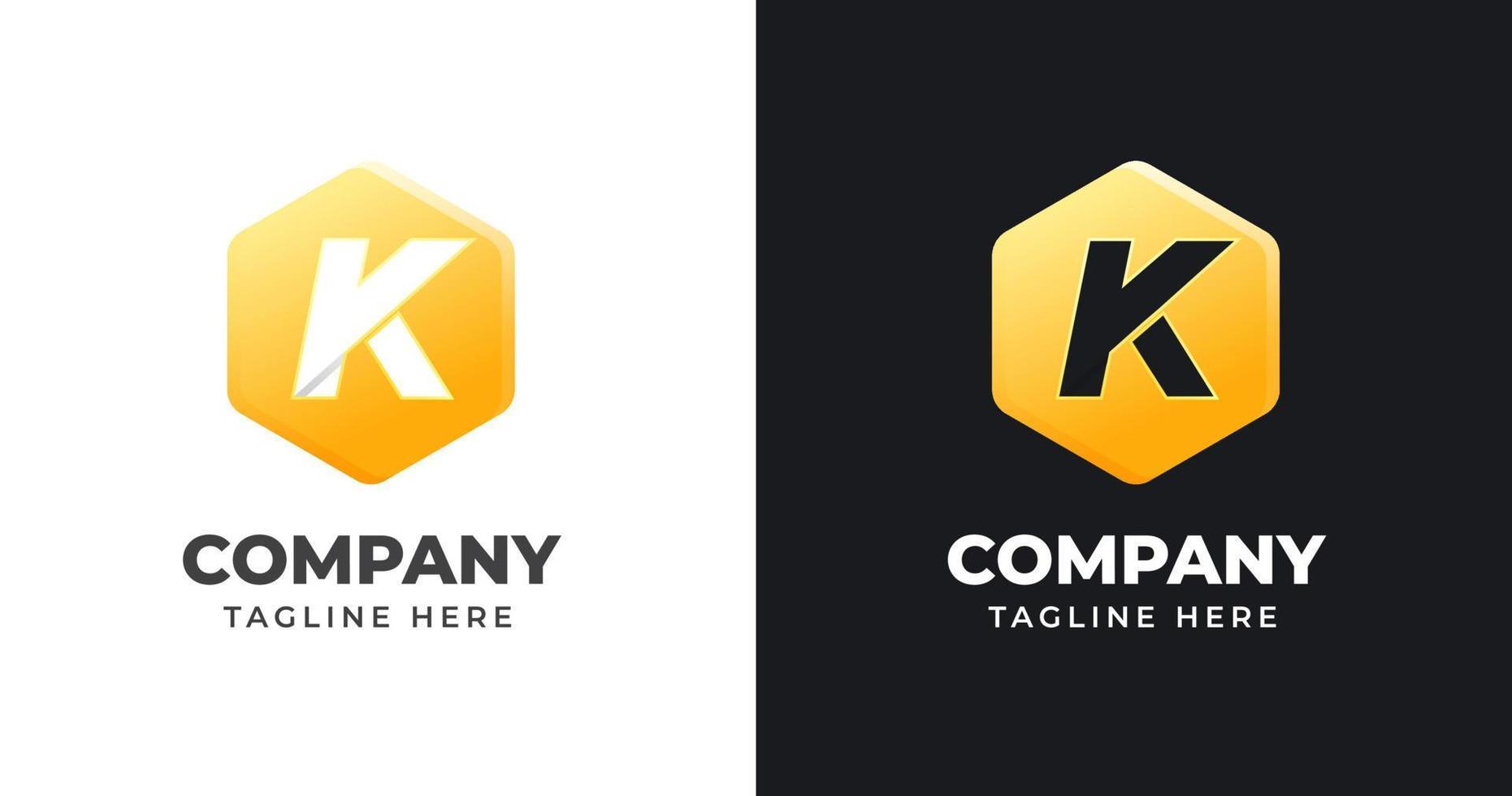 Letter K logo design template with geometric shape style vector