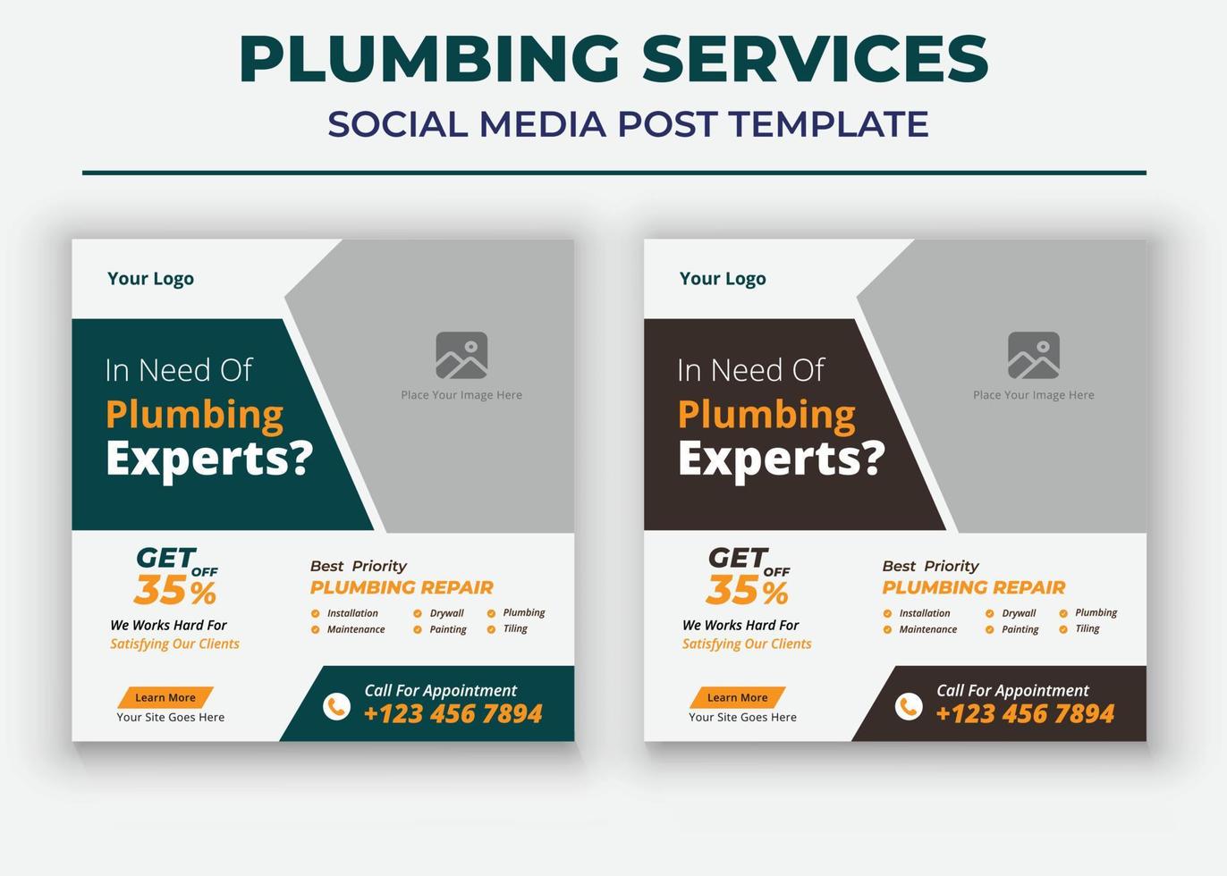 In Need Of Plumbing Experts, Plumber Service Social Media Template vector