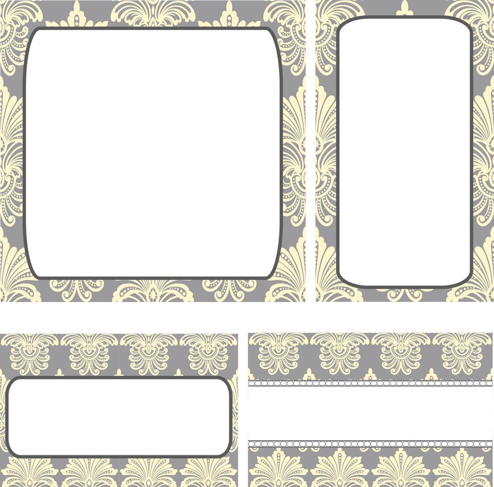 seamless damask backgrounds set vector