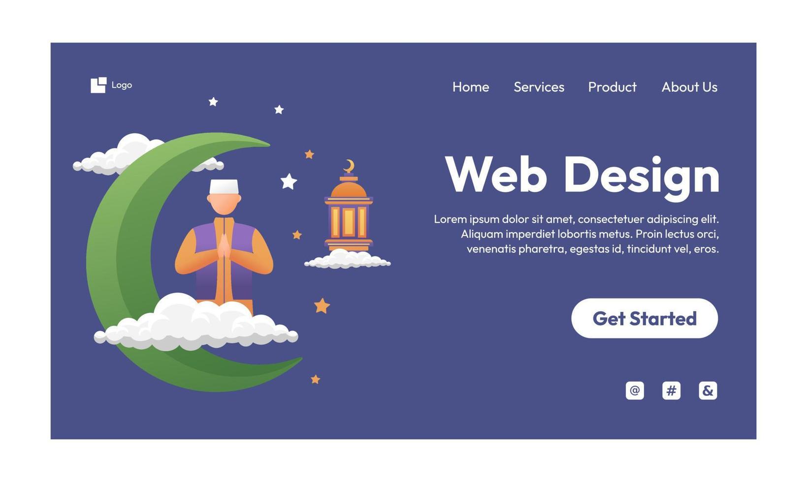 Islamic flat design illustration for happy eid fitr or adha mubarak and ramadan mubarak vector