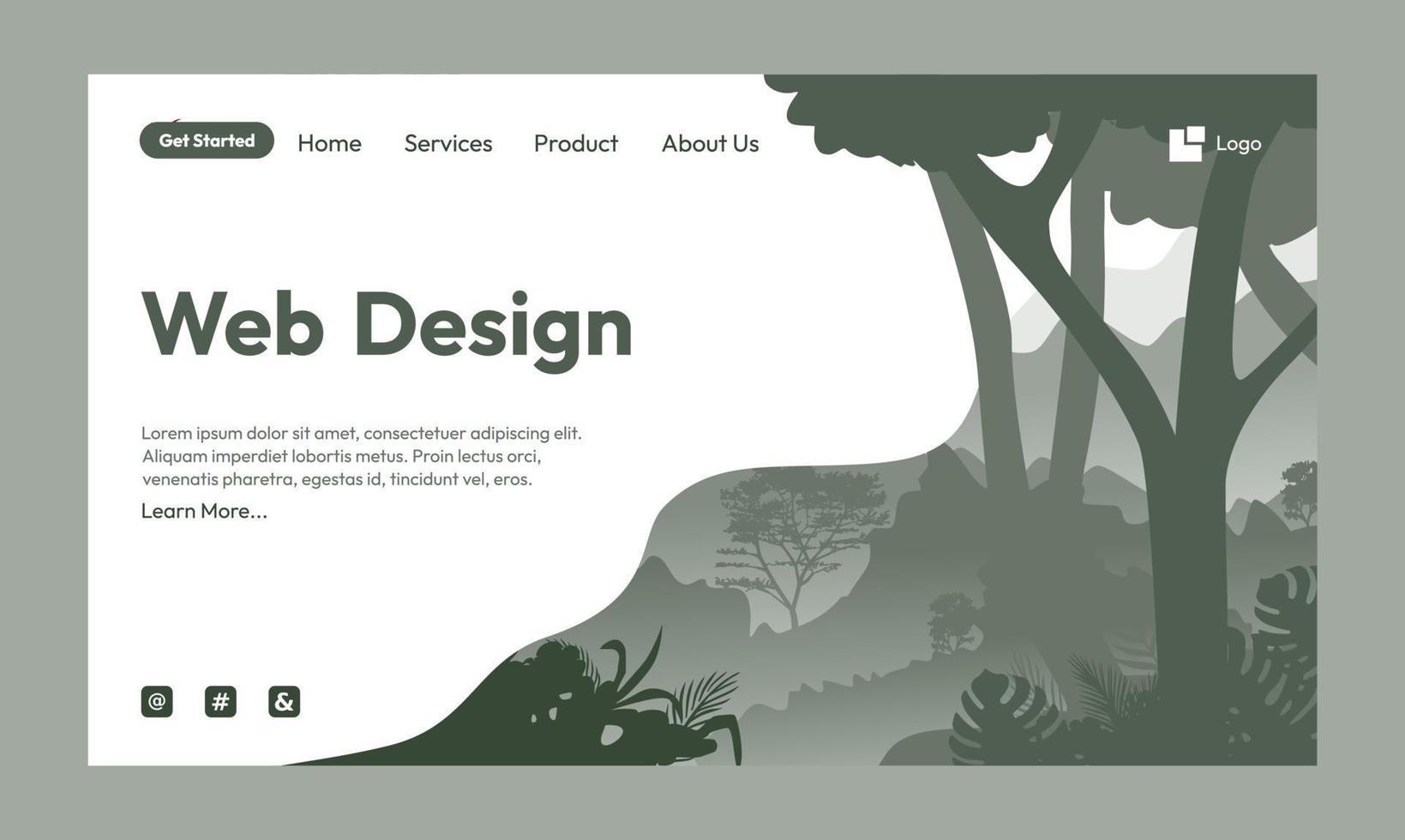 diseño web naturaleza paisaje diseño plano landing page vector