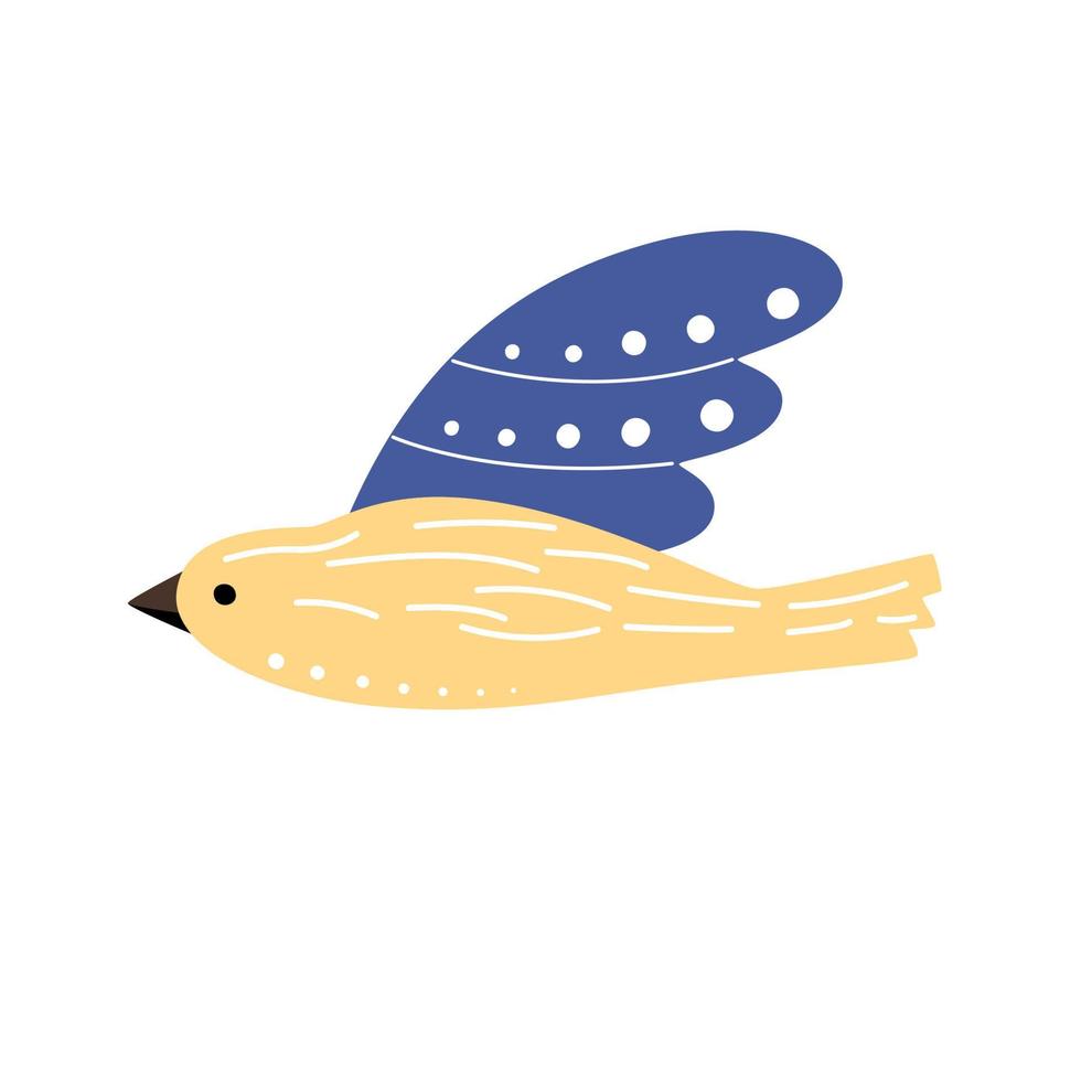 Yellow and blue ukrainian vector bird of peace. Illustration of a free pigeon in flight.